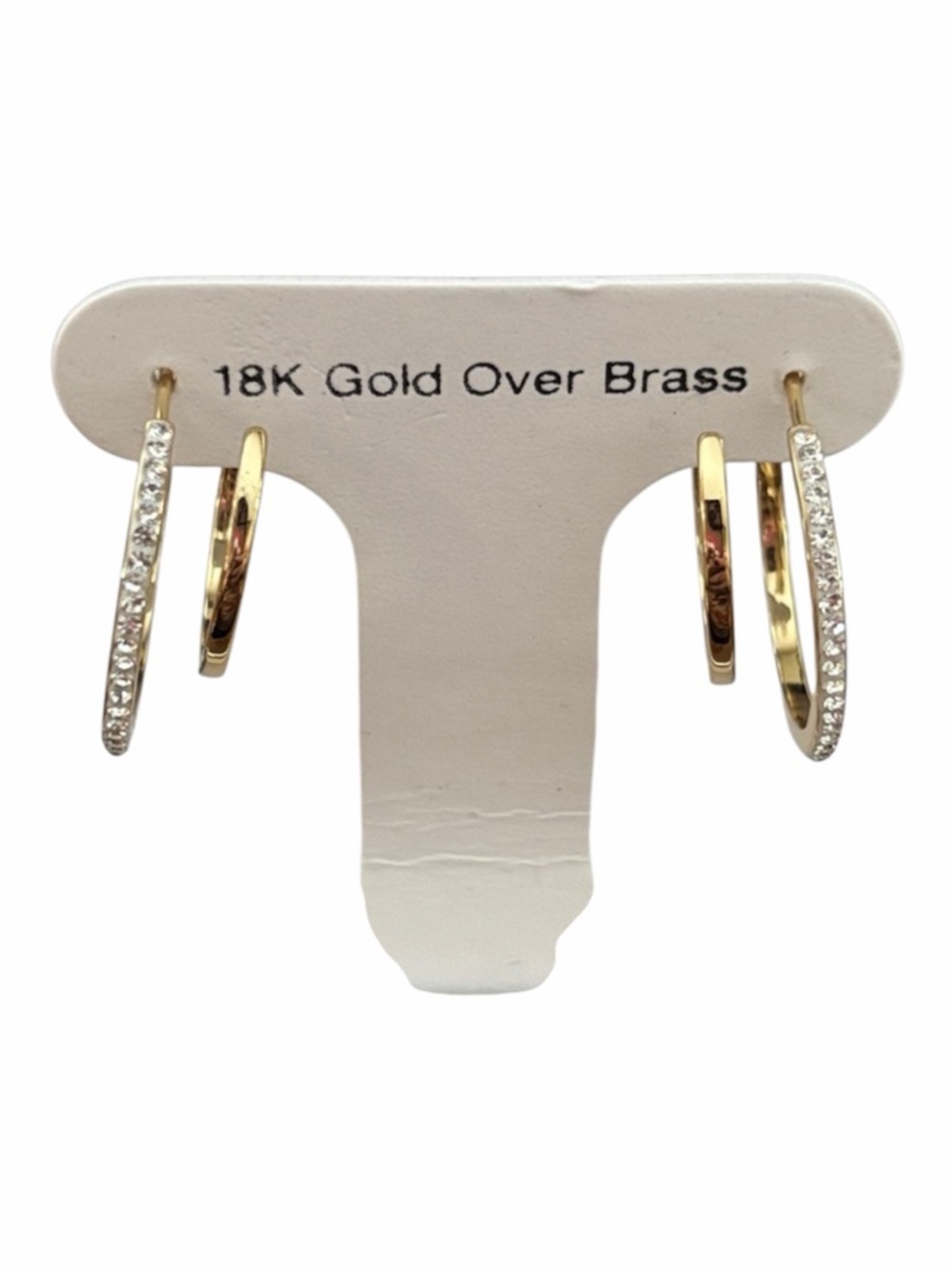 And Now This 18K Gold Over Brass Dual Crystal and Gold Hoop Earrings